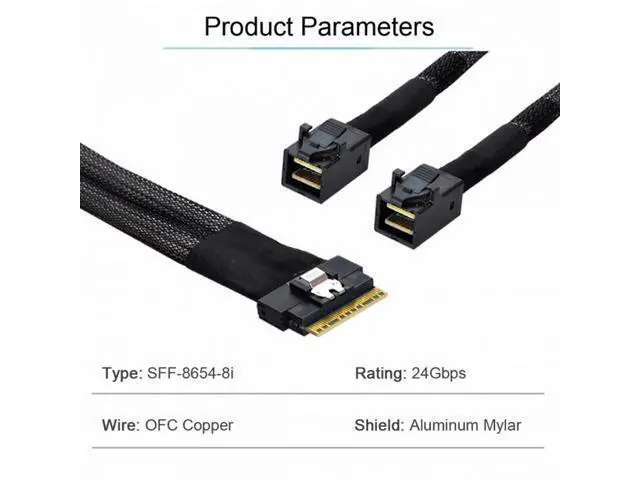 Alt view image 5 of 7 - PCI-E Ultraport Slimline SAS Slim 4.0 SFF-8654 8i 74pin to Dual SFF-8643 4i Mini SAS HD Cable PCI-Express SF-010