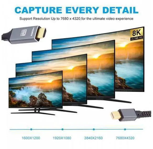 Alt view image 2 of 7 - Mini DisplayPort 1.4 Source to HDMI 2.0 Display 8K 60hz UHD 4K MINI-DP to HDMI Male Monitor Cable