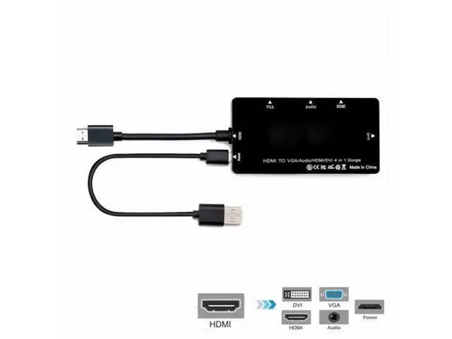 Alt view image 3 of 7 - HDMI to VGA/Audio/HDMI/DVI 4in1 Dongle Adapter Multiport Splitter Converter For PS3 HDTV PC Monitor Projector