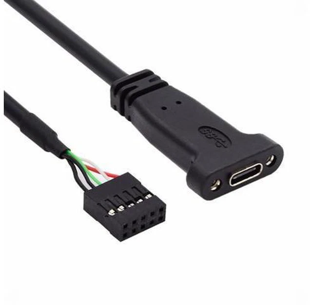 Main image of Single Port USB 3.1 Type-C USB-C Female to USB 2.0 Motherboard 9pin 10pin Header Cable (20cm) with Bracket