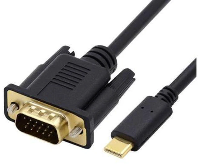 Alt view image 2 of 7 - HKCY USB 3.1 Type C USB-C Source to VGA RGB 1080P Displays Male Monitor Cable for Laptop 1.8m