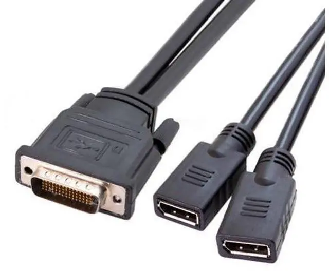 Alt view image 3 of 5 - DMS-59Pin Male to Dual DP Displayport Female Splitter Extension Cable for PC Graphics Card DB-027