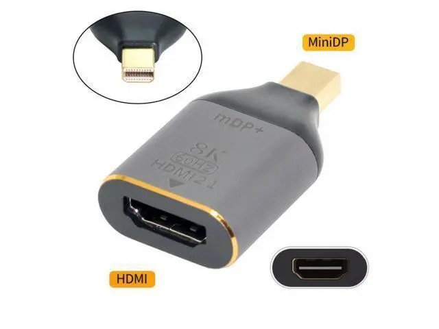 Alt view image 3 of 7 - Mini DisplayPort 1.4 Source to HDMI 2.0 Display 8K 60hz UHD 4K Mini-DP to HDMI Male Monitor Adapter Connector