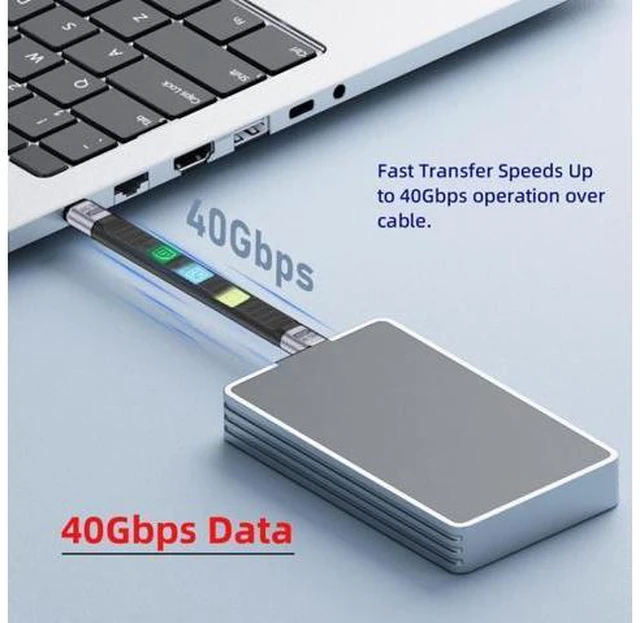Alt view image 4 of 7 - 240W Type-C USB-C Male to Male USB4 40Gbps 100W 8K Flat Slim FPC Data Cable for Laptop Phone 13cm