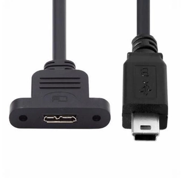 Main image of Mini USB 2.0 5Pin Male to Micro 3.0 Type-B Female Screw Mount Type Extension Cable 480Mbps