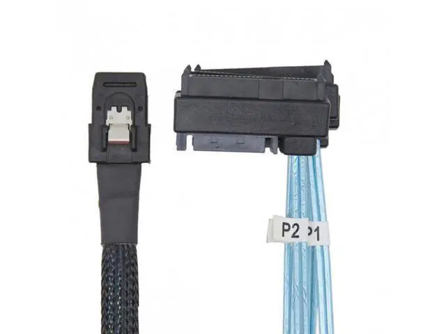 Alt view image 2 of 7 - SM Internal 36 Pin Mini SAS SFF-8087 Host to 4 SFF-8482 Target SAS Hard Disk and SATA Power Cable 50cm