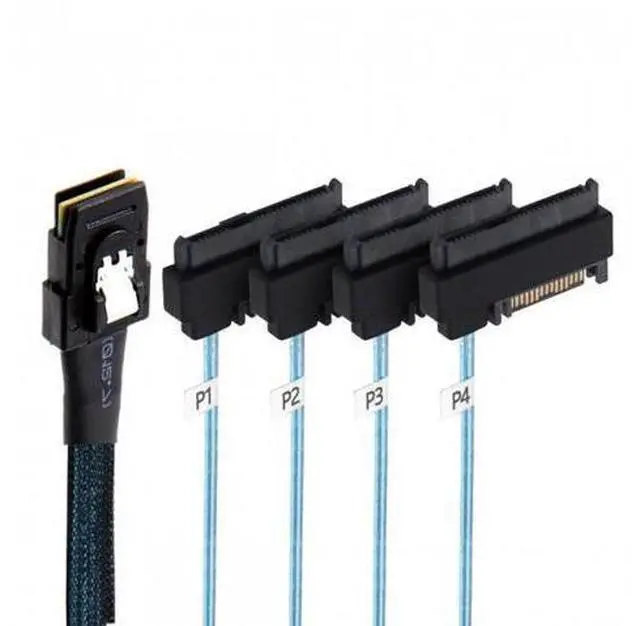 Main image of SM Internal 36 Pin Mini SAS SFF-8087 Host to 4 SFF-8482 Target SAS Hard Disk and SATA Power Cable 50cm