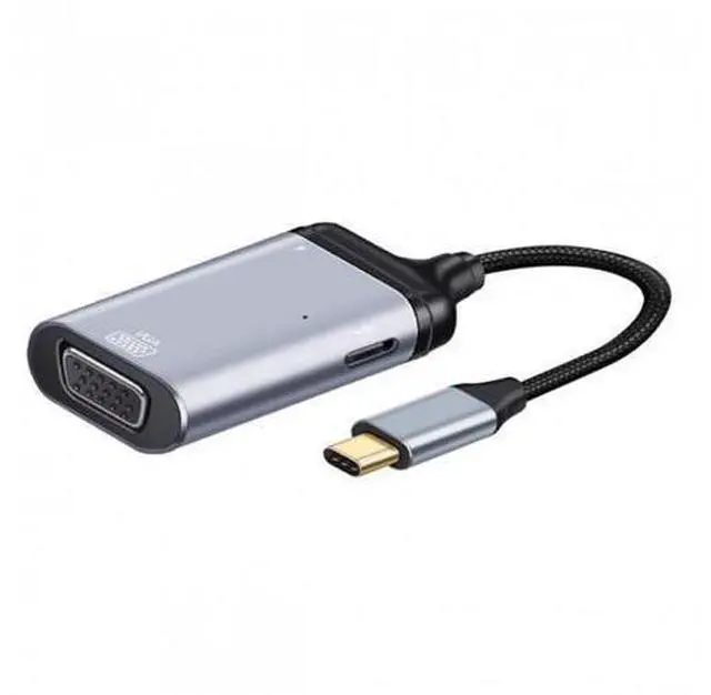 Alt view image 3 of 7 - SM USB-C Type C to VGA RGB Converter HDTV Adapter 60hz 1080p with Female PD Power Port