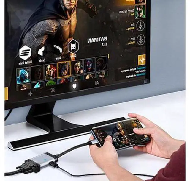 Alt view image 5 of 7 - SM USB-C Type C to VGA RGB Converter HDTV Adapter 60hz 1080p with Female PD Power Port