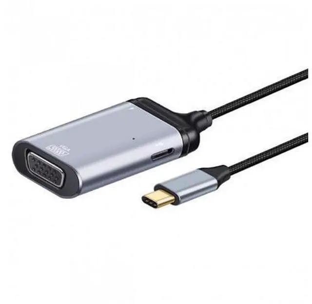 Alt view image 2 of 7 - SM USB-C Type C to VGA RGB Converter HDTV Adapter 60hz 1080p with Female PD Power Port