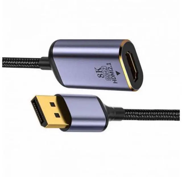 Alt view image 3 of 7 - DisplayPort 1.4 Source to HDMI 2.0 Display 8K 60hz UHD 4K DP to HDMI Female Monitor Adapter Cable DP-056-DPF