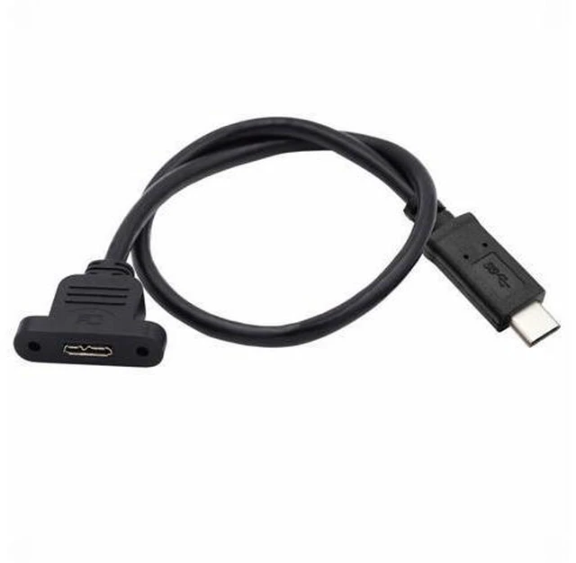 Alt view image 2 of 7 - Type-C USB 3.0 USB-C Male to Micro 3.0 Type-B Female Screw Mount Type Extension Cable 5Gbps