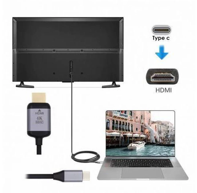 Alt view image 6 of 7 - USB 3.1 Type-C USB-C Source to HDMI HDTV Displays Male 4K Monitor Cable for Laptop 1.8m