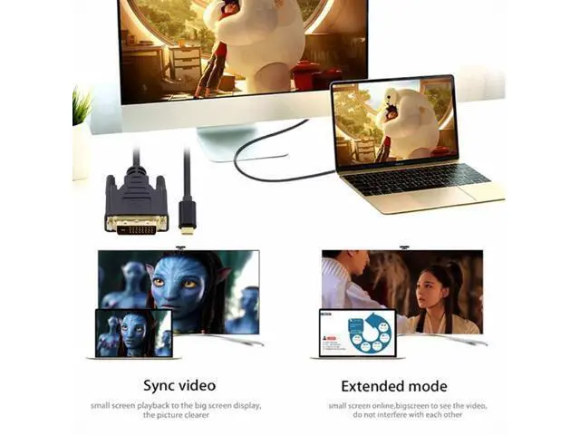 Alt view image 6 of 7 - USB 3.1 Type-C USB-C Source to DVI 1080P 60hz Displays Male Monitor Cable for Laptop 1.8m UC-018-DVI