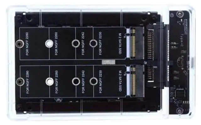 Main image of HKCY Dual NGFF B+M-Key M.2 SSD Card JBOD Raid0 Span Bridge to USB3.0 Type-C USB-C 2.5inch SATA Combo Enclosure
