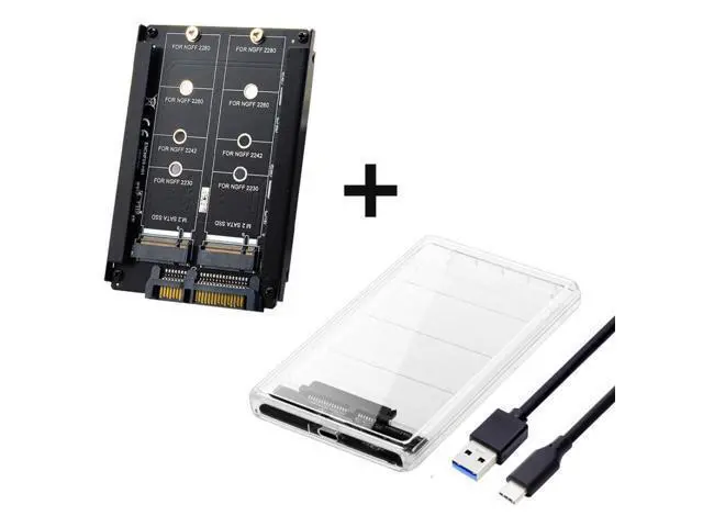 Alt view image 2 of 7 - HKCY Dual NGFF B+M-Key M.2 SSD Card JBOD Raid0 Span Bridge to USB3.0 Type-C USB-C 2.5inch SATA Combo Enclosure