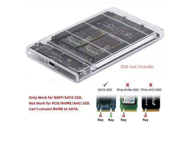 Alt view image 4 of 7 - HKCY Dual NGFF B+M-Key M.2 SSD Card JBOD Raid0 Span Bridge to USB3.0 Type-C USB-C 2.5inch SATA Combo Enclosure