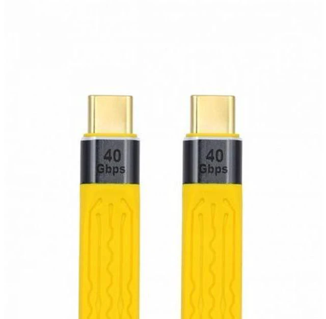 Alt view image 3 of 7 - Yellow Type-C USB-C Male to Male USB4 40Gbps 100W 8K Flat Slim FPC Data Cable for Laptop Phone 13cm