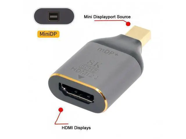 Alt view image 4 of 7 - SM Mini DisplayPort 1.4 Source to HDMI 2.0 Display 8K 60hz UHD 4K Mini-DP to HDMI Male Monitor Adapter Connector