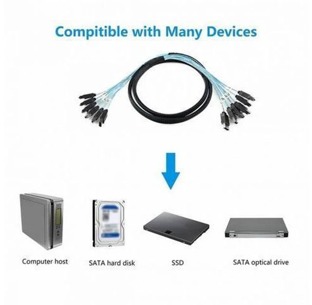 Alt view image 5 of 6 - Internal 6 SATA 7pin to 6 SATA 7pin Target SSD Hard Disk 6Gbps Data Server Raid Cable