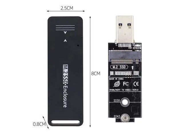 Alt view image 4 of 7 - USB 3.0 to 2230 2242 NVME M-key M.2 NGFF SATA SSD External PCBA Case Adapter RTL9210B Chipset