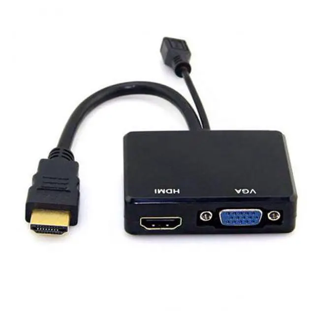 Alt view image 3 of 7 - SM HDMI to VGA & HDMI Female Splitter with Audio Video Cable Converter Adapter For HDTV PC Monitor