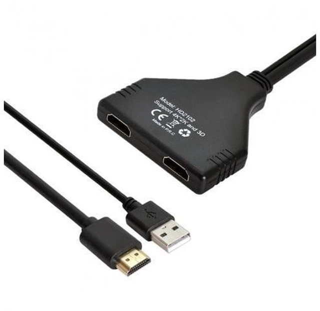 Main image of HDMI-Compatible 1.3 to Dual Female Splitter Switch Extension Adapter Cable with Power for HDTV Laptop 1080P