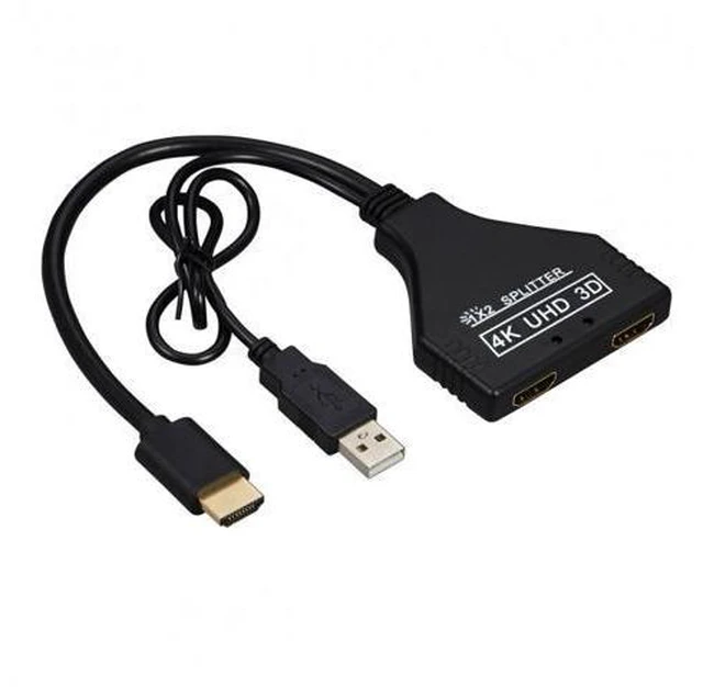 Alt view image 2 of 5 - HDMI-Compatible 1.3 to Dual Female Splitter Switch Extension Adapter Cable with Power for HDTV Laptop 1080P