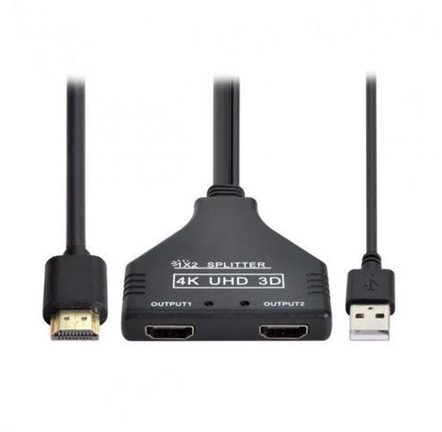 Alt view image 4 of 5 - HDMI-Compatible 1.3 to Dual Female Splitter Switch Extension Adapter Cable with Power for HDTV Laptop 1080P