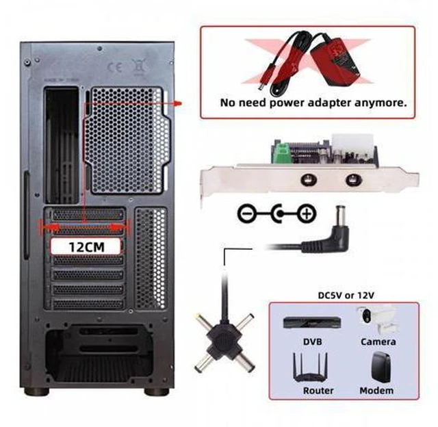 Alt view image 7 of 7 - DC 12V 5V Output Power System Intelligent Control Management System Power Card with PCI-E Bracket for Monitor Router
