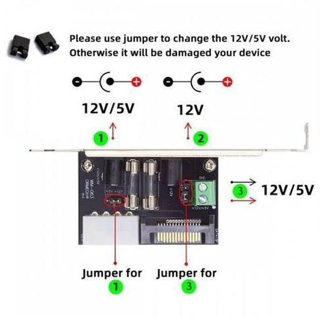 Alt view image 5 of 7 - DC 12V 5V Output Power System Intelligent Control Management System Power Card with PCI-E Bracket for Monitor Router