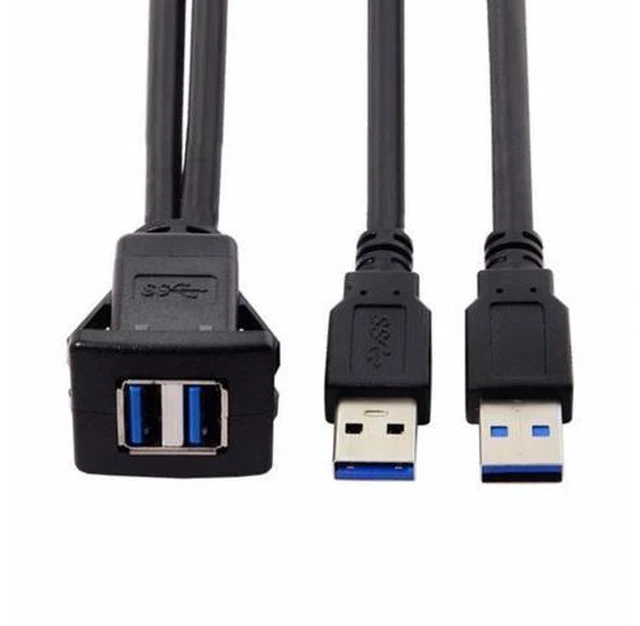 Main image of 1m Waterproof Dual USB 3.0 Extension Latch Mount Car AUX Cable for Dashboard Panel