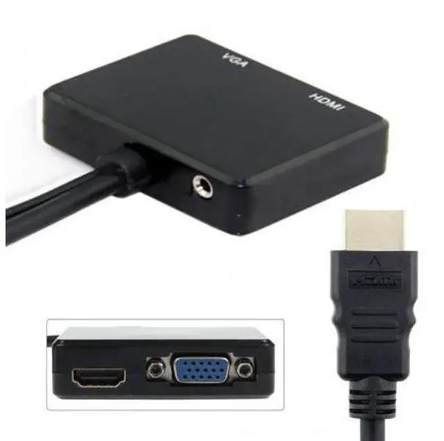 Main image of SM HDMI to VGA & HDMI Female Splitter with Audio Video Cable Converter Adapter For HDTV PC Monitor
