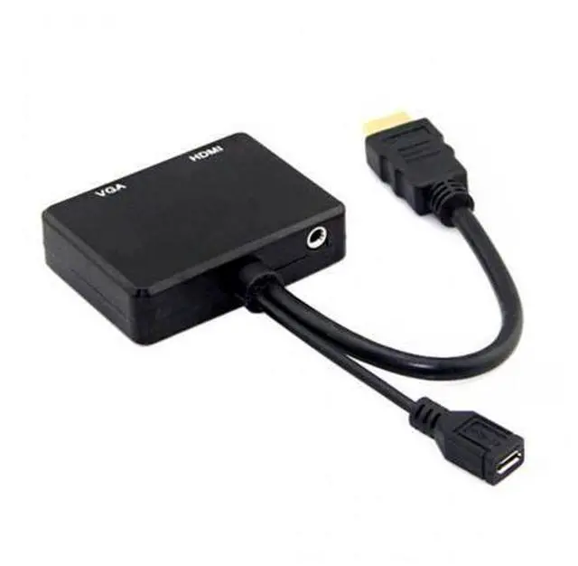 Alt view image 2 of 7 - SM HDMI to VGA & HDMI Female Splitter with Audio Video Cable Converter Adapter For HDTV PC Monitor