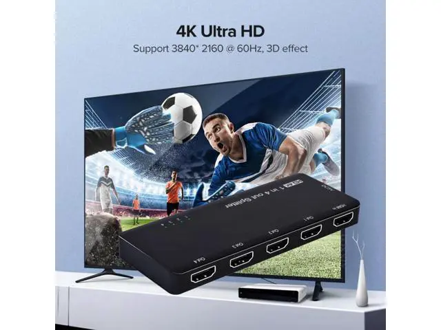Alt view image 6 of 7 - Cable HDMI Splitter 4K 60hz Ultra-HD Converter Compatible 2.0 Switch 1-IN-4-OUT 18Gbps UHD Hub Support HDCP SST Extended