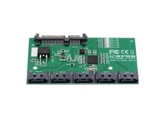 Alt view image 2 of 7 - HKCY SATA 3.0 6Gbps 1 to 5 Splitter Ports HUB Adapter Converter PM Multiplier Port Selector JMB575