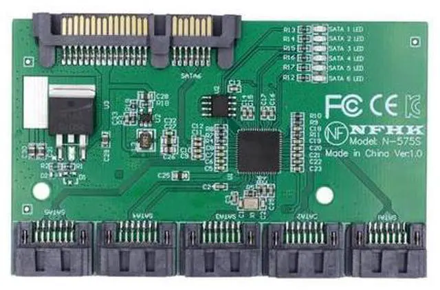 Main image of HKCY SATA 3.0 6Gbps 1 to 5 Splitter Ports HUB Adapter Converter PM Multiplier Port Selector JMB575