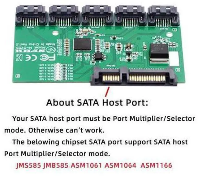 Alt view image 4 of 7 - HKCY SATA 3.0 6Gbps 1 to 5 Splitter Ports HUB Adapter Converter PM Multiplier Port Selector JMB575