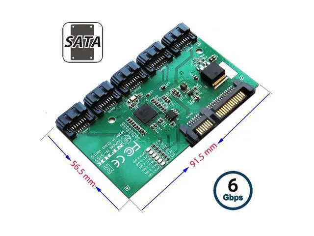 Alt view image 6 of 7 - HKCY SATA 3.0 6Gbps 1 to 5 Splitter Ports HUB Adapter Converter PM Multiplier Port Selector JMB575