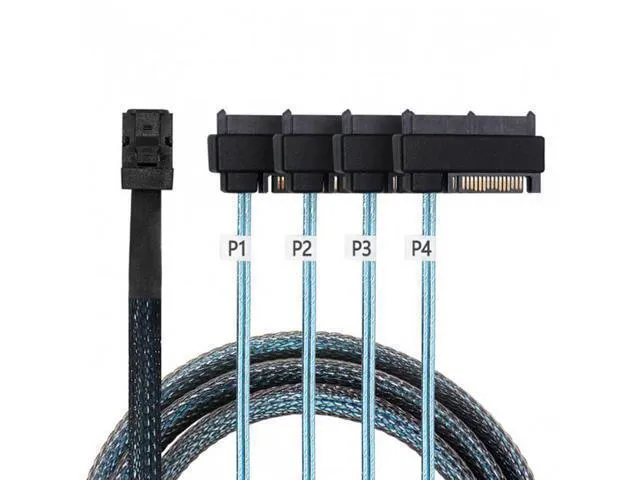 Alt view image 2 of 7 - SM Internal Mini SAS SFF-8643 Host to 4 SAS 29Pin SFF-8482 Target Disk 6Gbps Data Server Raid Cable