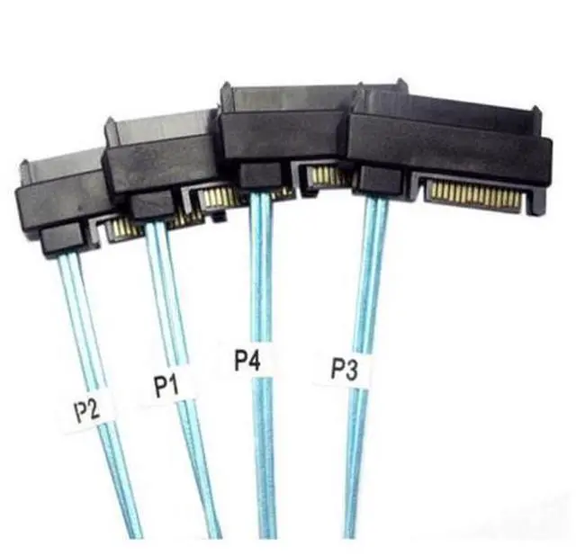 Alt view image 2 of 7 - SM Internal 36 Pin Mini SAS SFF-8087 Host to 4 SFF-8482 Target SAS Hard Disk and SATA Power Cable 100cm