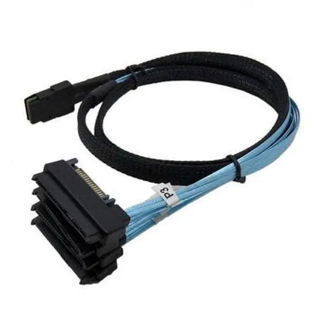 Alt view image 5 of 7 - SM Internal 36 Pin Mini SAS SFF-8087 Host to 4 SFF-8482 Target SAS Hard Disk and SATA Power Cable 100cm