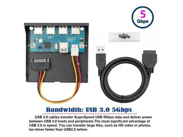 Alt view image 6 of 6 - 5Gbps USB 3.0 HUB 4 Ports Front Panel to Motherboard 20Pin Connector Cable for 3.5" Floppy Bay