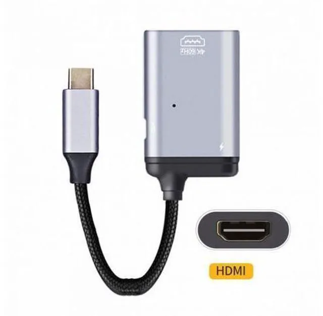 Alt view image 3 of 7 - Type-C USB-C Source to HDMI Converter HDTV Adapter 4K 60hz 1080p with Female PD Power Port