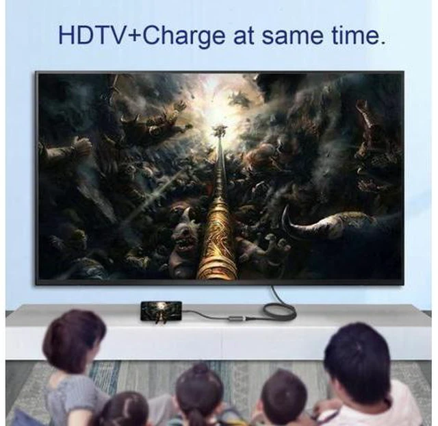 Alt view image 6 of 7 - Type-C USB-C Source to HDMI Converter HDTV Adapter 4K 60hz 1080p with Female PD Power Port