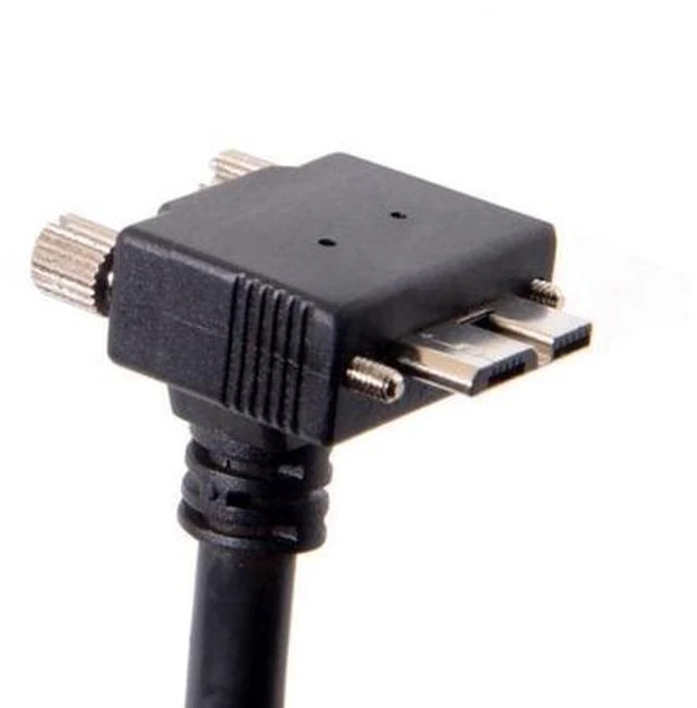 Alt view image 2 of 7 - 3.0M 90 Degree Up Angled Micro USB Screw Mount to 3.0 Data Cable for Industrial Camera