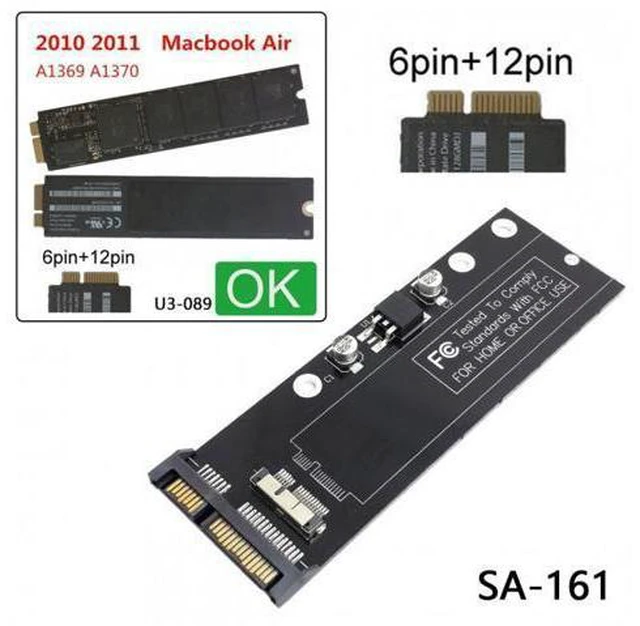 Alt view image 5 of 7 - HKCY SA-071 PCBA 12+6pin SSD HDD to SATA 22Pin Hard Disk Cartridge Drive for Apple 2010 2011 Macbook Air A1369 A1370 SSD