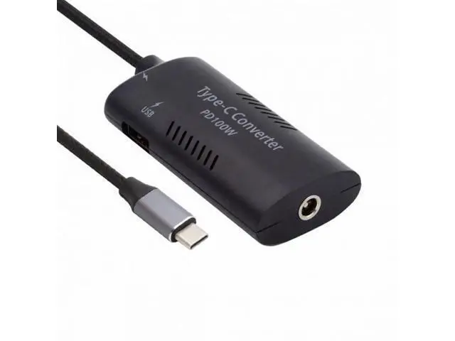 Alt view image 3 of 7 - DC Power 5.5x2.5mm 5.5x2.1mm Input to 100W Dual Type-C USB-C and Type-A Output PD Emulator Trigger Charge Cable