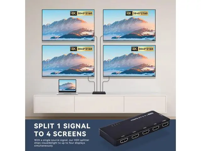 Alt view image 2 of 7 - Cable HDMI Splitter 4K 60hz Ultra-HD Converter Compatible 2.0 Switch 1-IN-4-OUT 18Gbps UHD Hub Support HDCP SST Extended