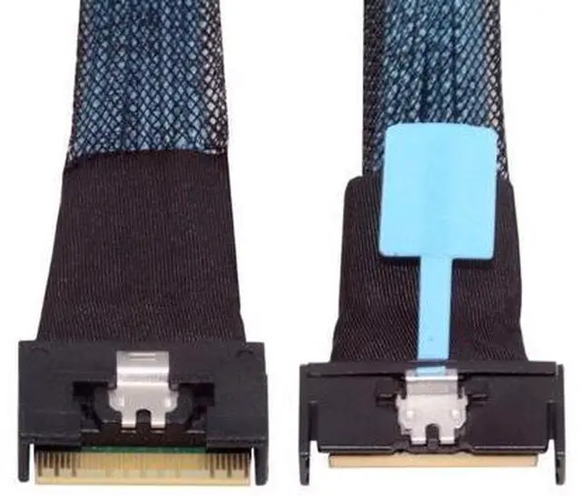 Main image of PCI-E 5.0 Mini Cool Edge IO MCIO PCI-E 8i 74Pin Male to Slimline SFF-8654 SAS 4.0 74Pin Male Extender Cable 50cm